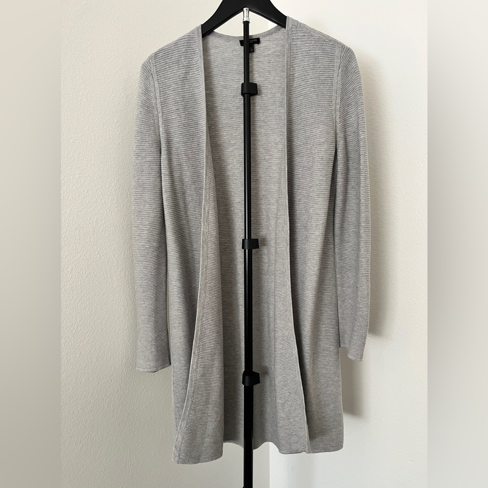 Talbots Cardigan Light Gray | Long Open Front Knit Sweater | NWOT 🤍